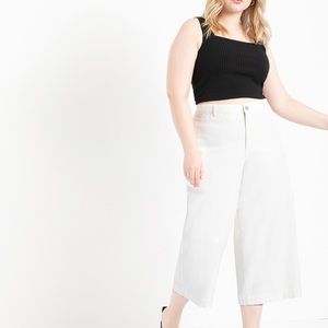 High Waist Cropped Wide Leg White Denim-NWT!